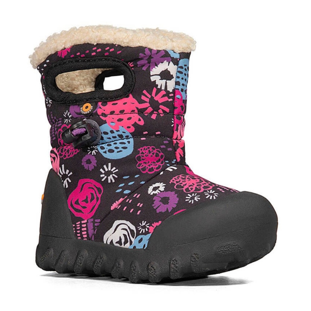 Bogs Kids' Floral Rain & Snow Boots - Black and Pink